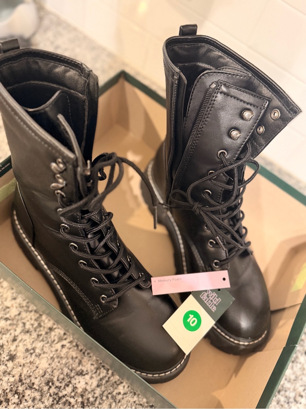 wild fable Black Lace-Up Combat Boots